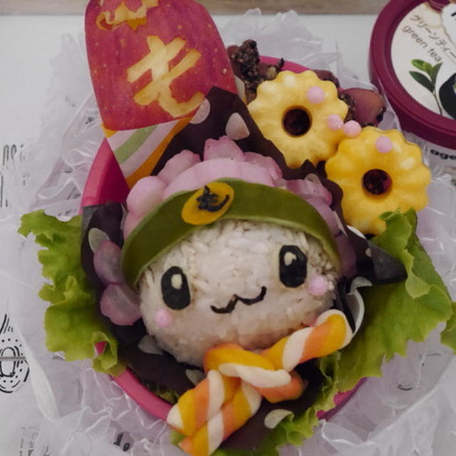 岐阜のゆるキャラキャラ弁　もとまる君・モレ美ちゃん・あっぷるんちゃん