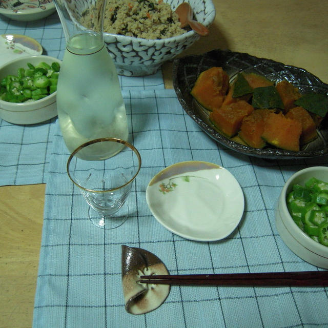 新しい酒器deかぼちゃの煮物＆おからの炒り煮