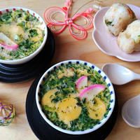 大分県産春の七草のお吸い物の素を使って☆レンジで簡単！ぷるんぷるんの茶碗蒸し