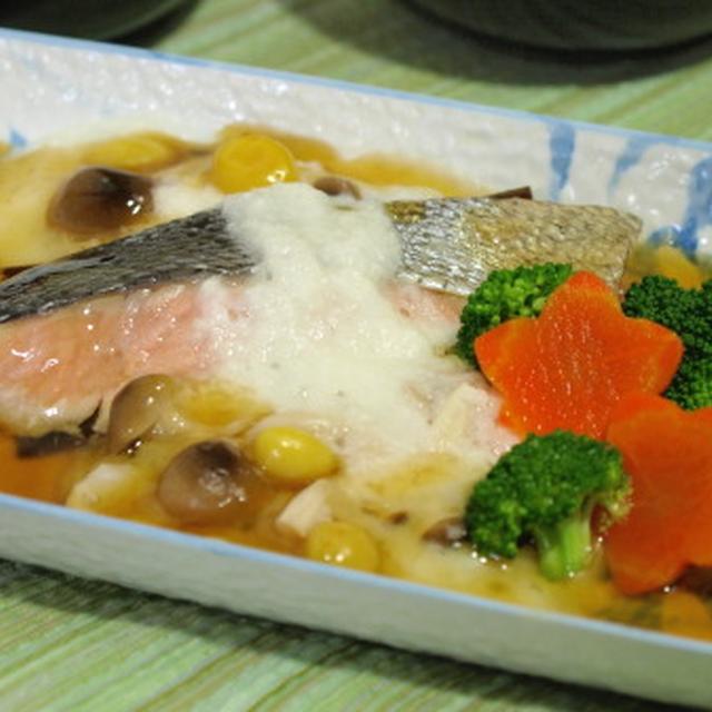 鮭のとろろ蒸し　　電子レンジで蒸し料理