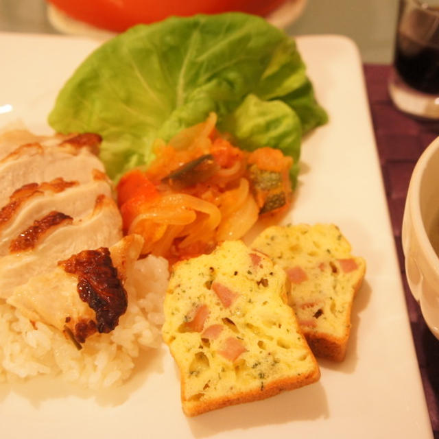 ハーブ鶏ご飯とペパラード