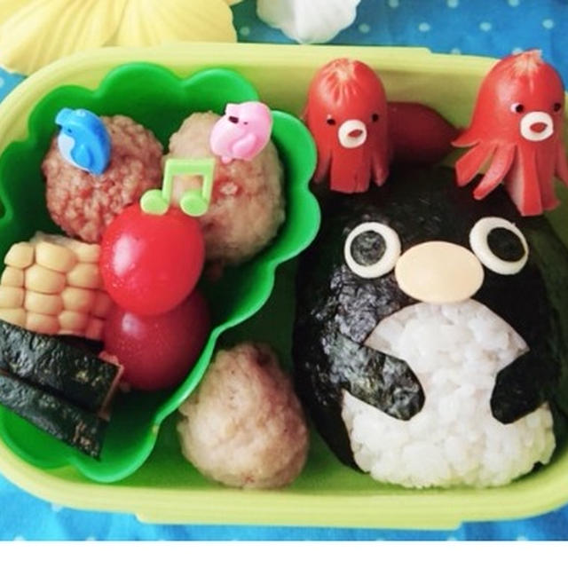 海の生き物ペンギンおにぎり弁当〖デコ弁〗 #平日お昼ご飯はお弁当or外食