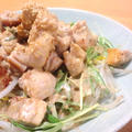 鶏の塩炒めごまだれ和え。