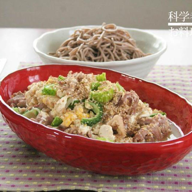 ゴーヤチャンプルとお蕎麦でお昼ごはん