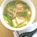 寒い夜は、、熱々とろとろで温まろう〜豆腐とハムと水菜のスープ。