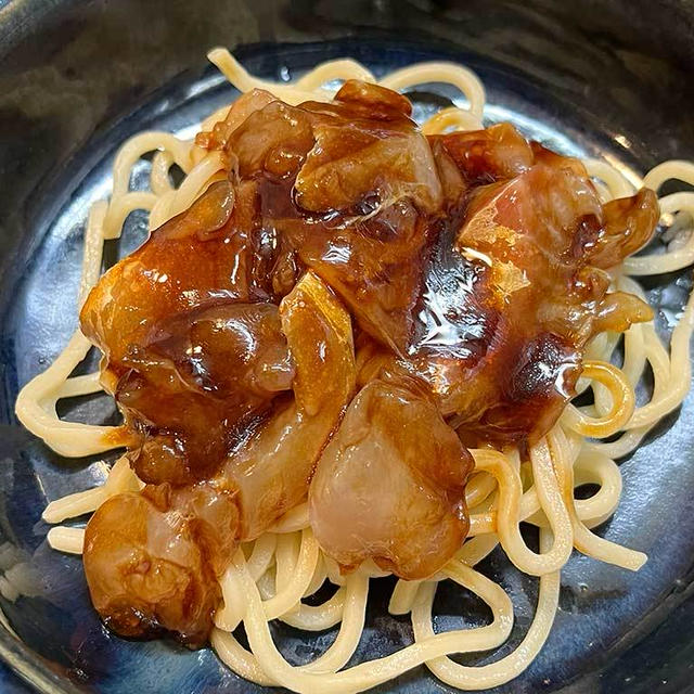 鯛刺身とカラヒグ麺の中華風冷製おつまみ風