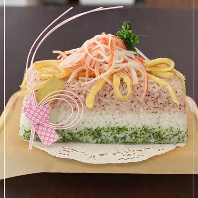 ひな祭り☆　三色ケーキ寿司で桃の節句♪