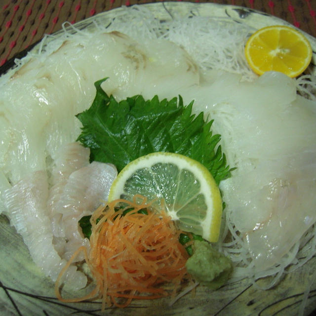 ヒラメのお刺身とメンボのお造り