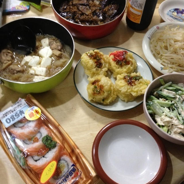 アボガドのサーモン巻き寿司・茄子の炊いたん・蓮根の挟み揚げ
