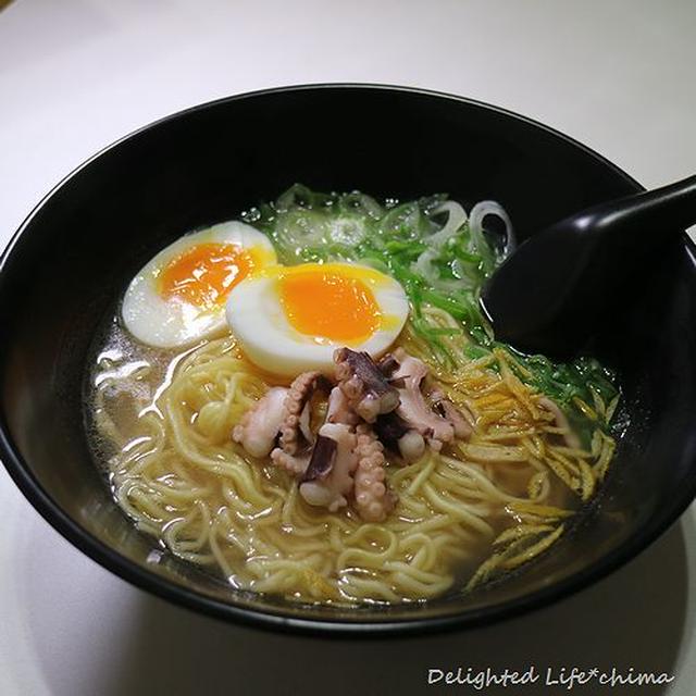 ラ王塩を使ってタコと柚子のさっぱりラーメン