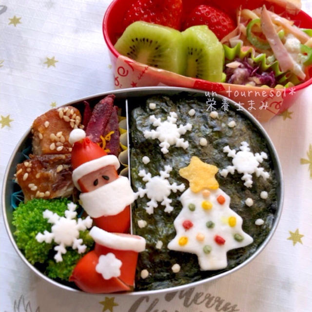 クリスマスが待ち遠しい♡ホワイトクリスマス❤︎娘ちゃん弁当❤︎【〜ゆず風味〜さつまいもスティック】