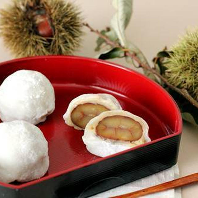 レンジで作る簡単求肥で、栗大福