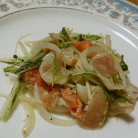 シーフードと水菜のマリネ 材料を和えて置いとくだけ