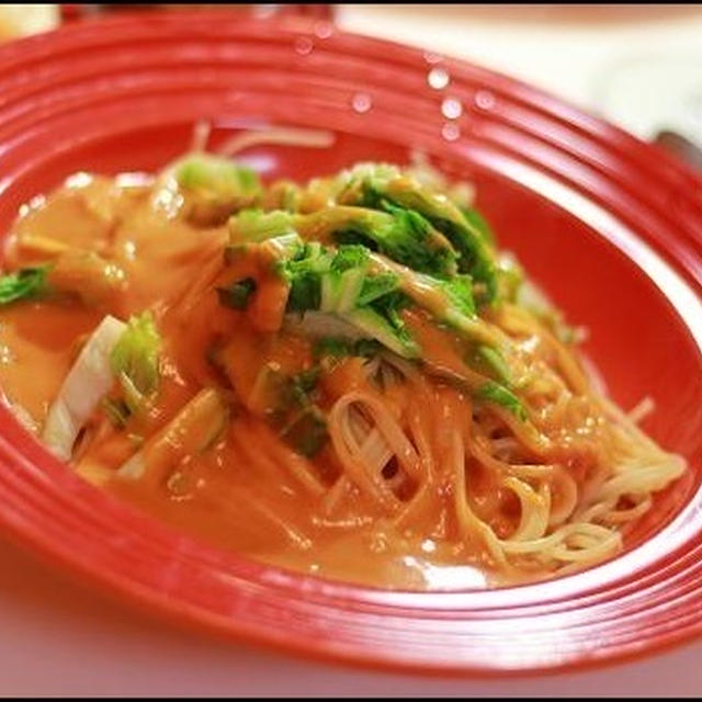 白菜と蟹のトマトクリームパスタ☆