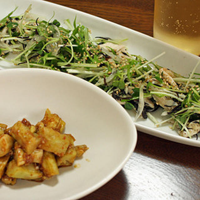 水菜とひじきのサラダ　ネギ塩味