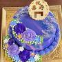 【喜寿のお祝い】紫のバラのデコレーションケーキ