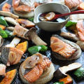 秋鮭と野菜のガーリック照り焼きソース　定番のホットプレート料理