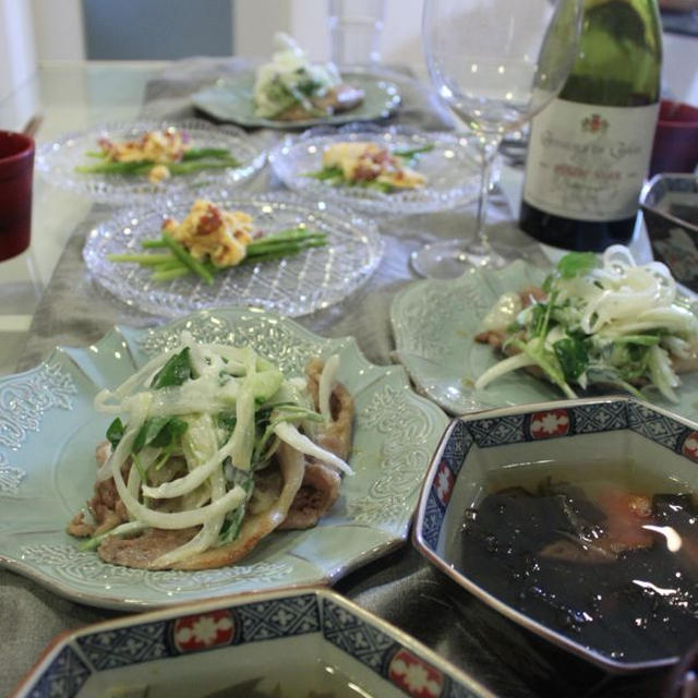 メープルジンジャー風味のポークソテーにまろやかヨーグルト和え野菜のせなど最近日々ごはん