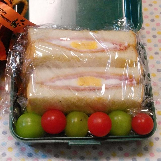 ハムエッグサンドイッチ弁当〖パン弁当〗   #平日お昼ご飯はお弁当or外食