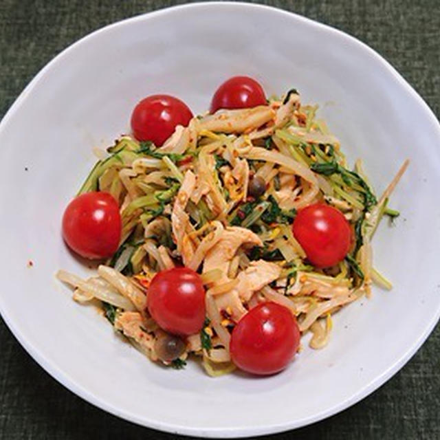 鶏肉と茹で野菜の中華風和えもの