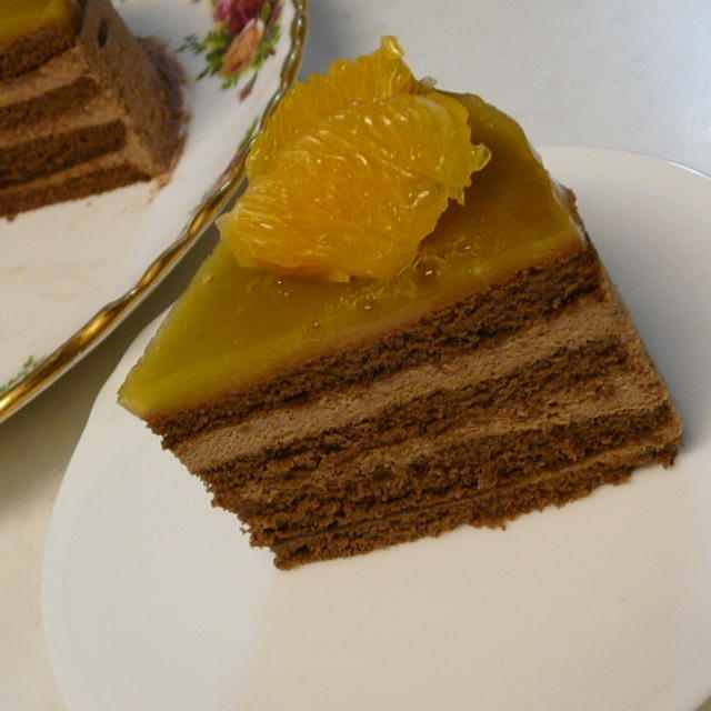 オレンジゼリー＆チョコレートムースのケーキ