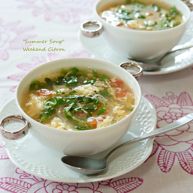 豆苗とトマトの夏スープ【レシピ付き】
