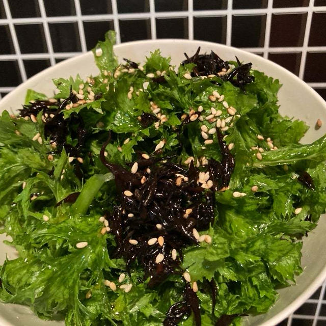 わさび菜と豚レンコンのおかず♪
