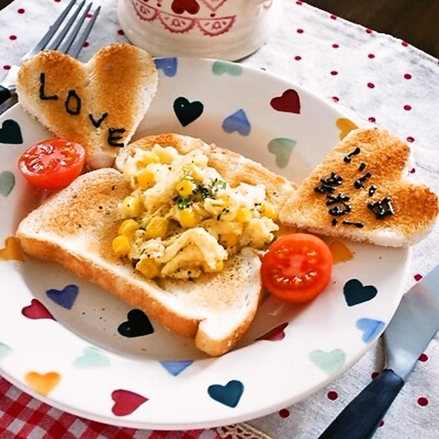❤笑顔になれる朝食❤愛の♪チーズとコーンのスクランブルエッグ☆
