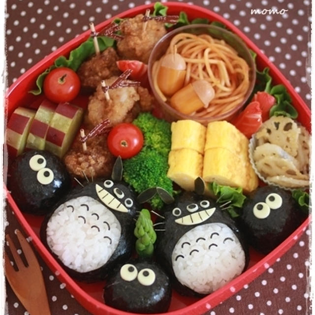 【親子遠足弁】トトロ＆まっくろくろすけのお弁当♪