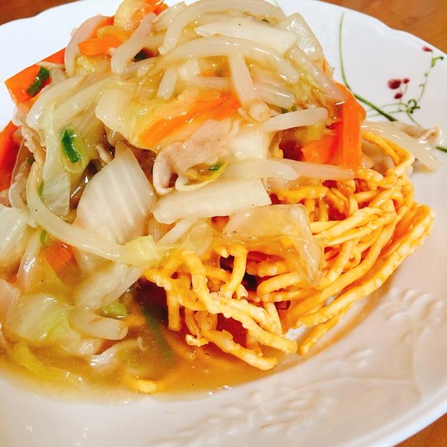 白菜の餡掛け皿うどん