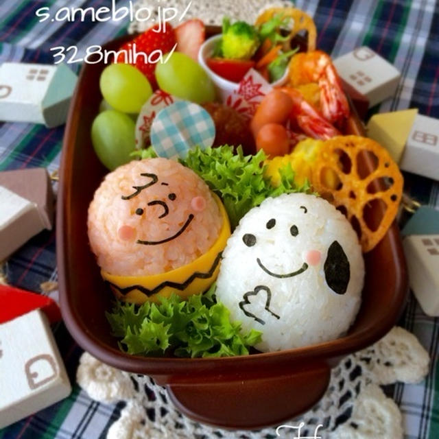 スヌーピーとチャーリーブラウンのお弁当♡