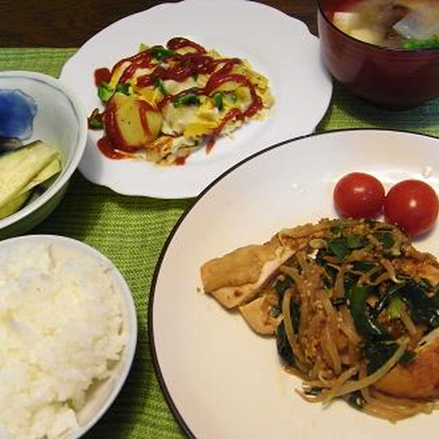 ムネ肉とニラ、モヤシの味噌炒め＆母の日イロイロ