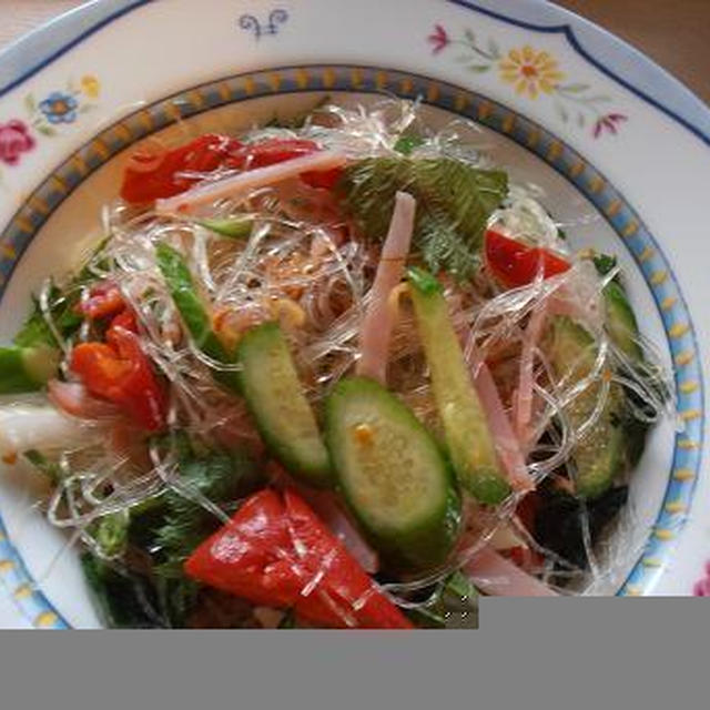 冷蔵庫の余り野菜活用　春雨のタイ風サラダ　