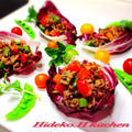 焼き肉のたれで春野菜と牛肉のカップサラダ！ by Hideko Hiramotoさん