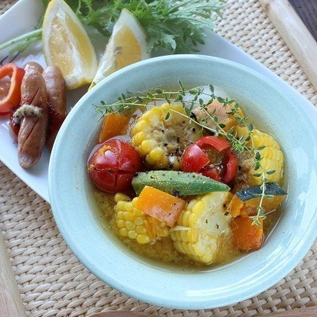 「朝ベジ」トウモロコシとたっぷり野菜のスープ