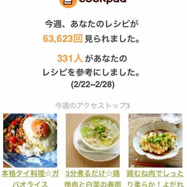 クックパッドさんの週間レポート