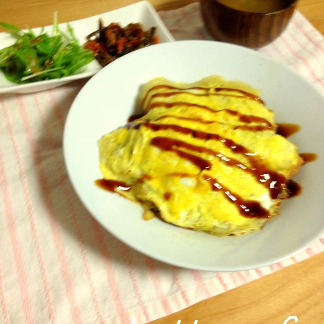 パパのリクエストでオムそば