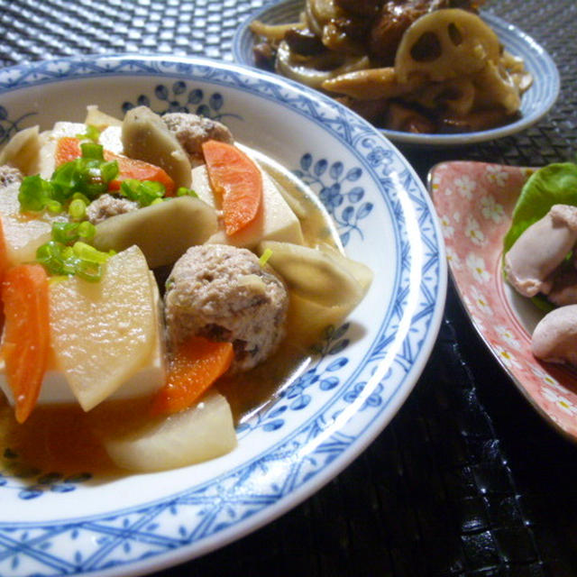 秋刀魚のつみれ味噌仕立てと鮭の白子の献立　夕ご飯