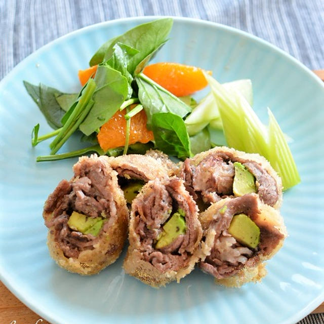 黒胡椒とアボカドの牛肉包み揚げ♪くらしのアンテナ掲載