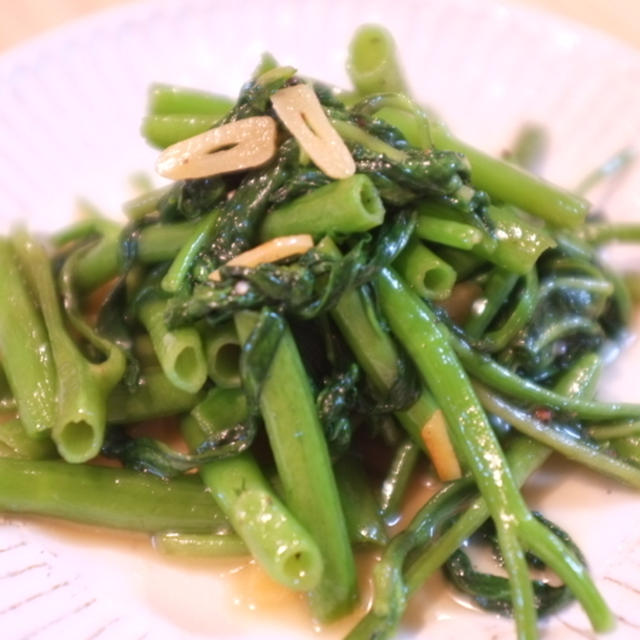 台湾小皿風！空心菜の青菜炒め