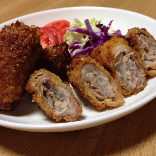 玉ねぎを巻いたトンカツ☆揚げ焼き