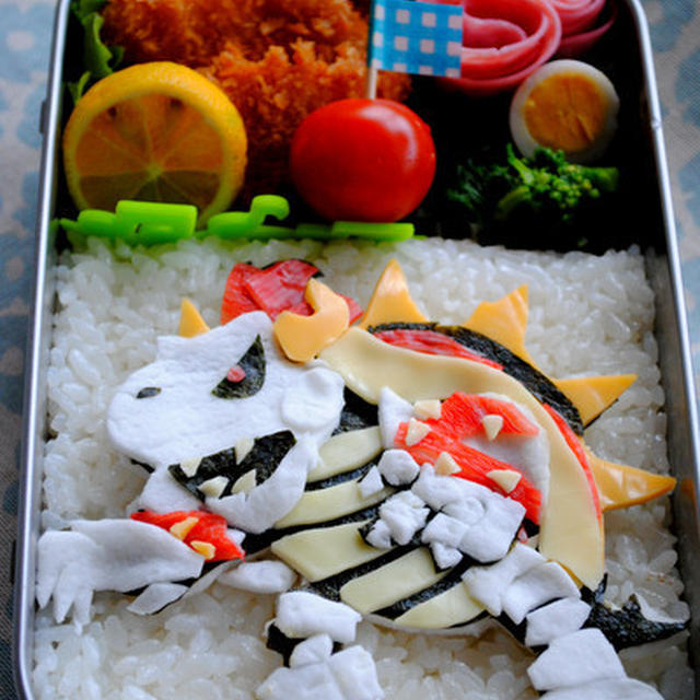 マリオカート★ほねクッパのお弁当（キャラ弁、デコ弁）