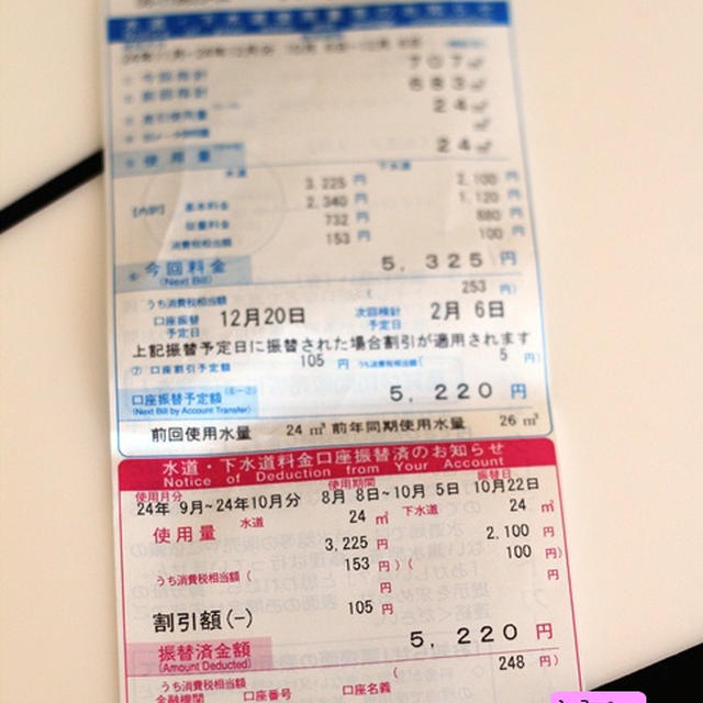 2012年11〜12月の水道料金