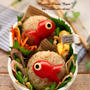 簡単♪金魚デコのおにぎり弁当と作り方～キャラ弁～
