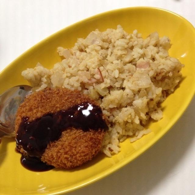 芯の残った御飯で焼き飯