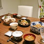 冬瓜の煮物、鶏と葱の塩麹炒め