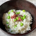 青豆ご飯＆豚フィレ肉の蒸し焼き＆ブロッコリーニ・牡蠣油ソース