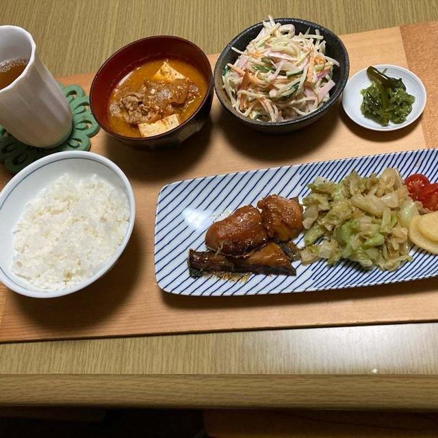 半額みりん干しメインの腸活意識の和食晩御飯♪