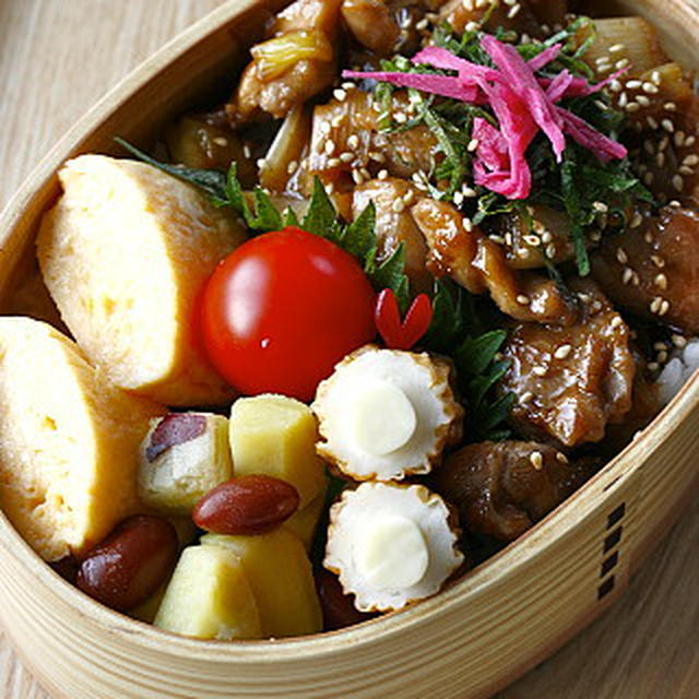 ■　鶏ももと長ネギのオイ照り丼弁　■