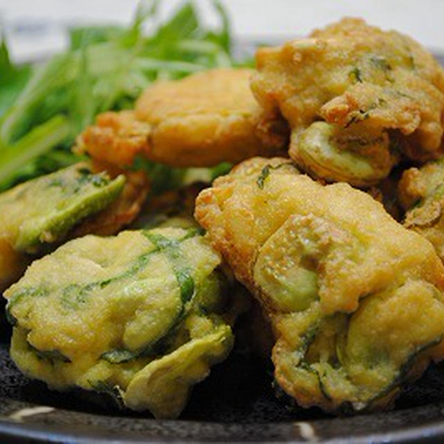 さくっ ！ふわっ ♪ そら豆と 豆腐の 落とし揚げ ☆